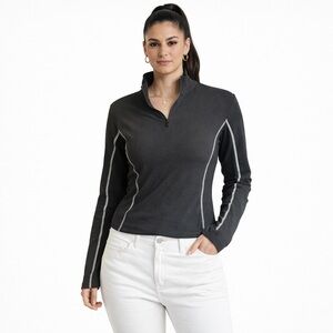 Elegant Black Quarter-Zip Women's Top